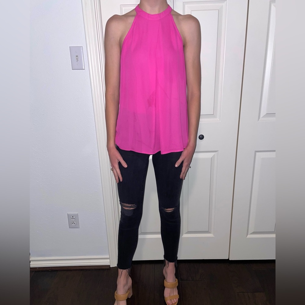 Dina+Be Hot Pink Halter Top Blouse